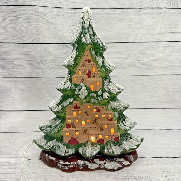 Southwest Light Up Christmas Tree Pueblo Cliff Dwelling Indian 14.5” Decor - Picture 1 of 6